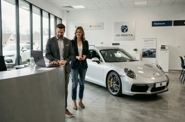 Couple contactant Cars The Stars pour louer une Porsche 911 dans une agence de location de voitures de luxe