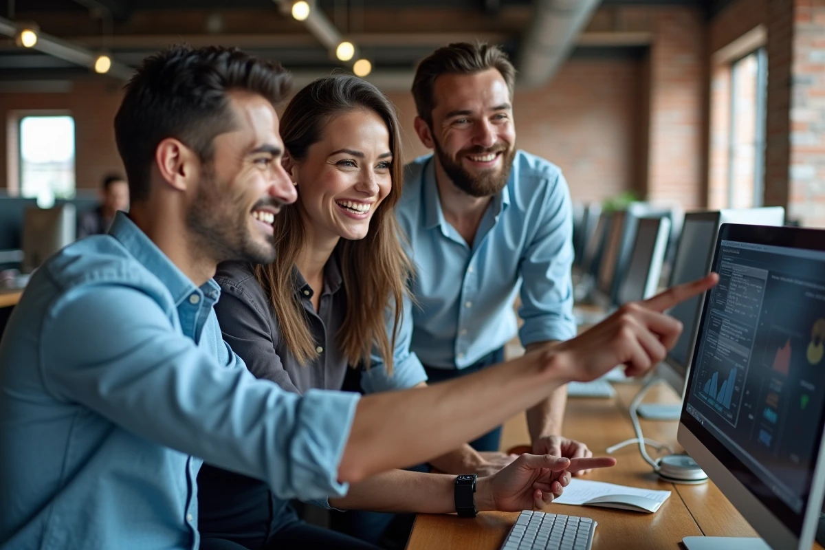 Groupe de jeunes professionnels en discussion dans un bureau