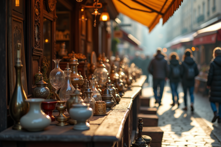 Marché vintage à Paris avec antiquités rares