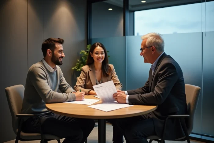 Consultants Boost 4 Business en réunion client pour analyser un rapport de croissance et dynamiser le développement commercial
